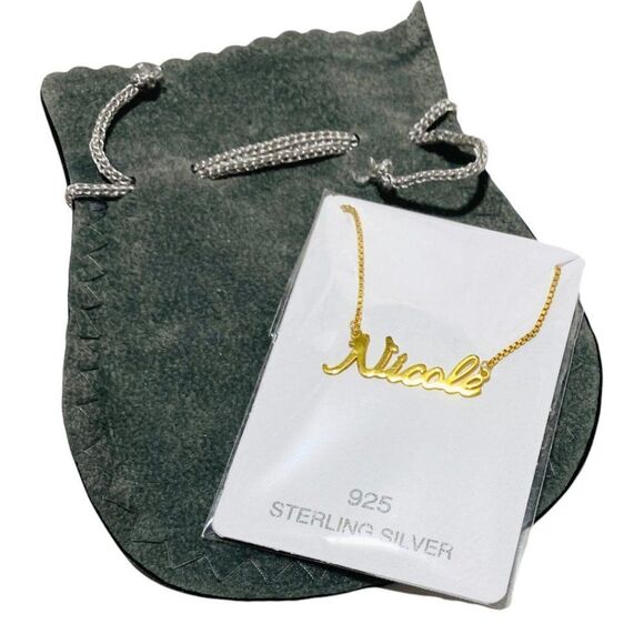 Nicole Name Gold Plated Sterling Silver Necklace - Picture 2 of 3